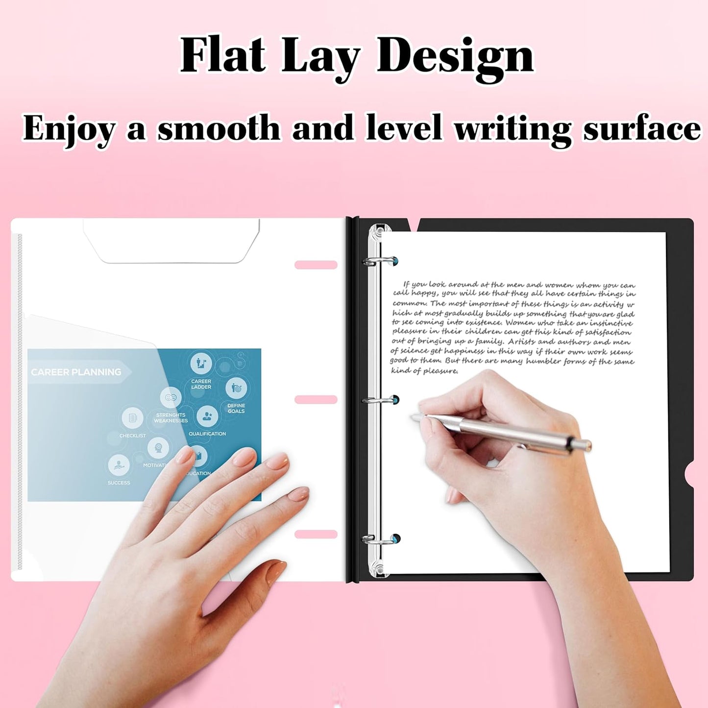 INFUN Telescoping 3 Ring Binder - 4PCS, Portable Plastic 3 Ring Binder with Telescoping Spine, Binders with Foldable Front Cover Holds 8.5"x11" Paper for School, Office, Homes
