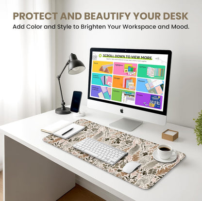 Large Mouse Pad for Desktop, Cute Desk Mat Pad Protector for Work & Gaming, Aesthetic Pretty Anti-Slip Laptop Blotter Cover for Office School Home Supplies, Wildflowers, 31.5" x 11.8"
