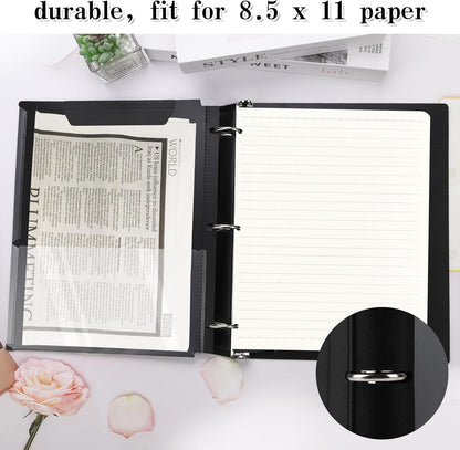 360 Degree Pivotable Binder, Upgraded 3 Ring Binder 1 inch 4 Pack, Flexible Binders 3 Ring, Foldable Three Ring Binders- Black, White, Blue, Red