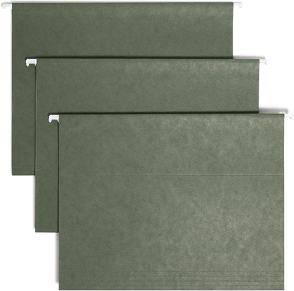 Smead Hanging File Folder, 1/5-Cut Adjustable Tab, Letter Size, Standard Green, Hanging Folders for Filing Cabinets, File Organizer Folder, 25 Count