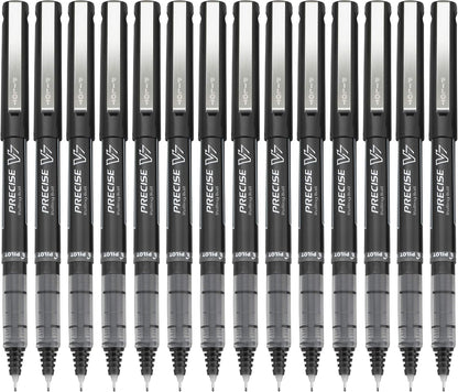 Pilot, Precise V7, Capped Liquid Ink Rollerball Pens, Fine Point 0.7 mm, Black Ink Pens, Pack of 14 - Ideal for School, Journaling & Office Writing