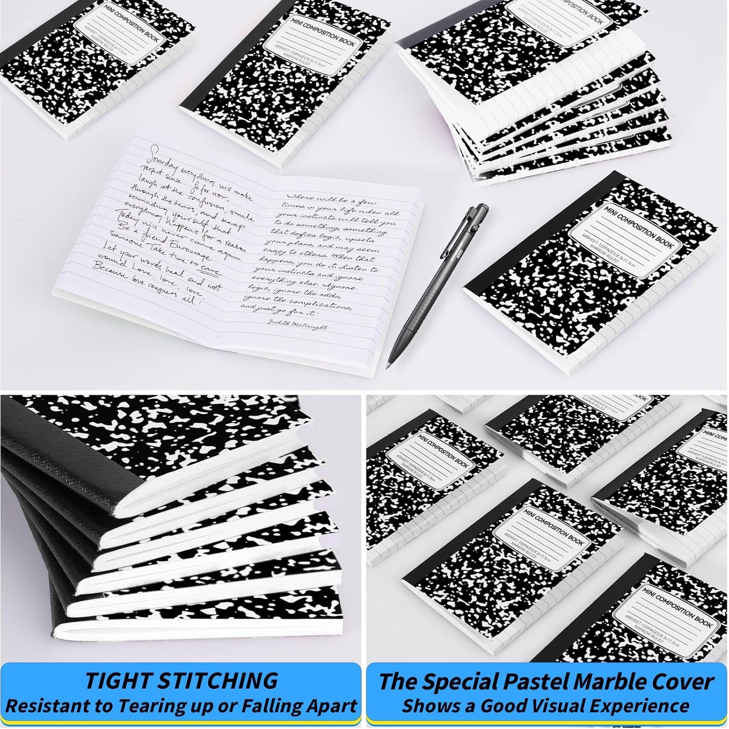 24 Pack 9.75 x 7.5 in Large Composition Notebooks Bulk 12 Color Wide Ruled Composition Books Marble Journal Notebook 60 Sheets per Book for Aldult Student College Office Back to School Supplies
