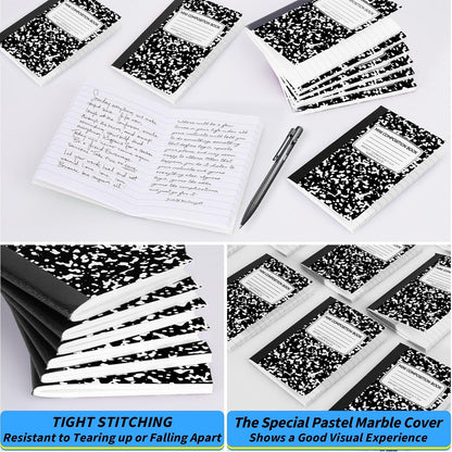 24 Pack 9.75 x 7.5 in Large Composition Notebooks Bulk 12 Color Wide Ruled Composition Books Marble Journal Notebook 60 Sheets per Book for Aldult Student College Office Back to School Supplies