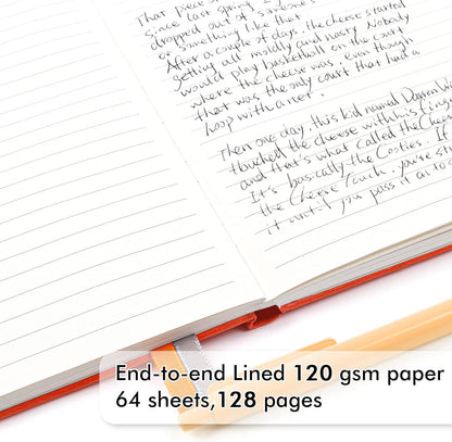 feela College Ruled Notebooks, 24 Pack Business Notebook Hardcover Lined Writing Journal with Pen Holder for Men Women Note Taking, with 24 Black Pens, 120 GSM, 5.1”x8.3”, A5, White