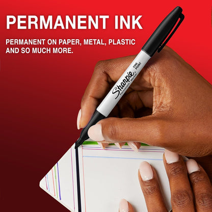 Sharpie Permanent Markers, Fine Point, Black, 12 Count