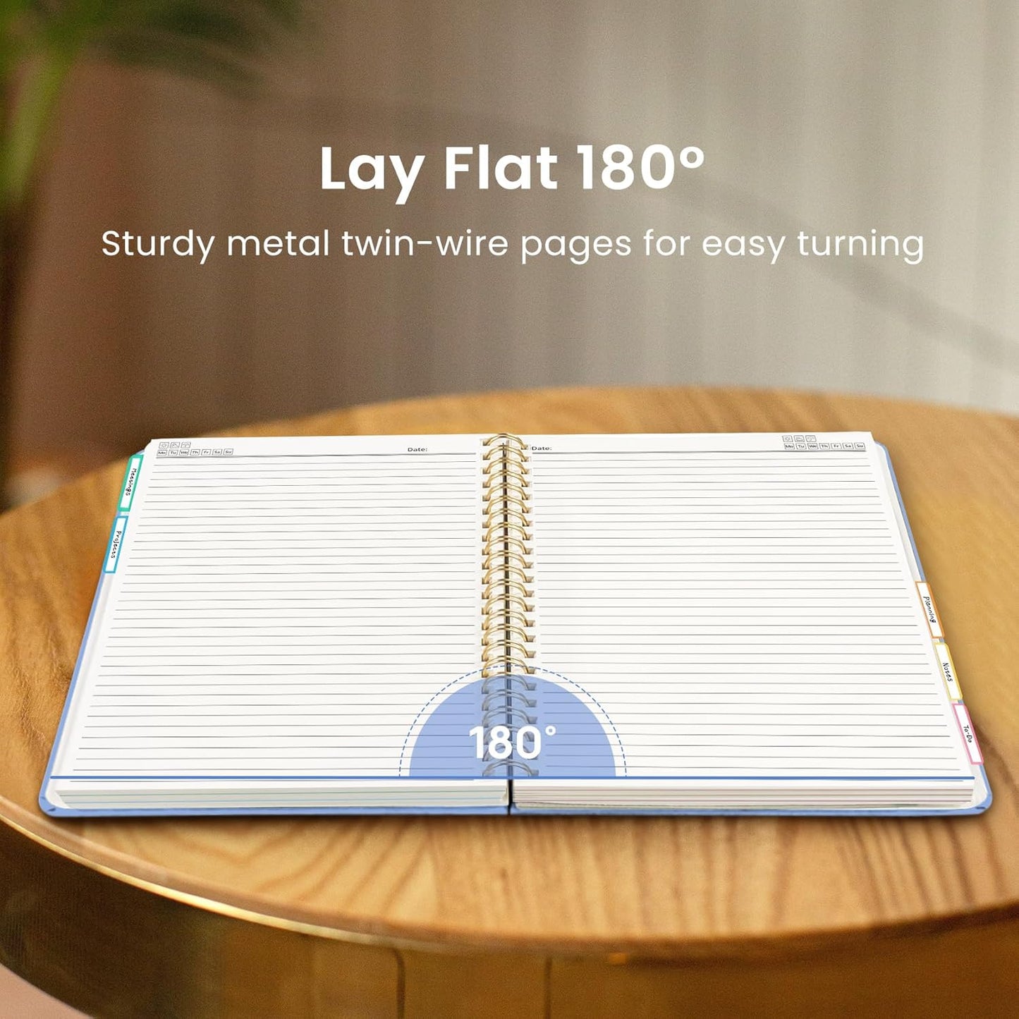 Hardcover Spiral Journal Notebooks for Work With Removable Dividers & Tabs, 8.5"x11" 5 Subject Notebook for Note Taking & Organizer, A4 College Ruled Lined Journal for Women & Writing, Aquamarine, 280 Pages