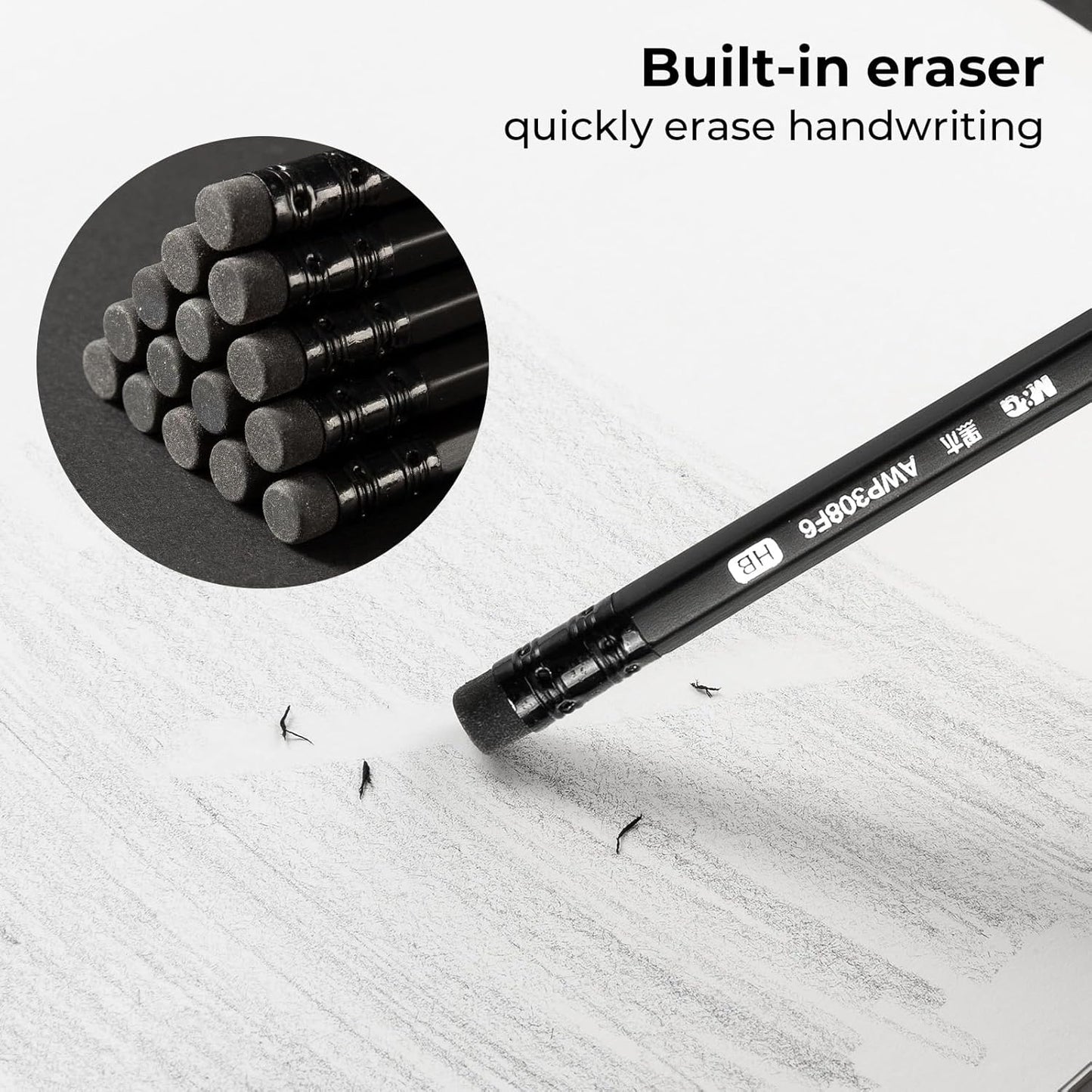 M&G Wood-Cased 2B Pencils, 24 Pack Pre-Sharpened Pencils with Top Erasers, Bulk Black Pencils for School Teacher Supplies, Writing, Drawing and Sketching
