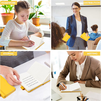 feela 3 Pack Pocket Notebook Journals with 3 Black Pens, A6 Mini Cute Small Journal Notebook Bulk Hardcover College Ruled Notepad with Pen Holder for Office School Supplies, 3.5”x 5.5”, Gray