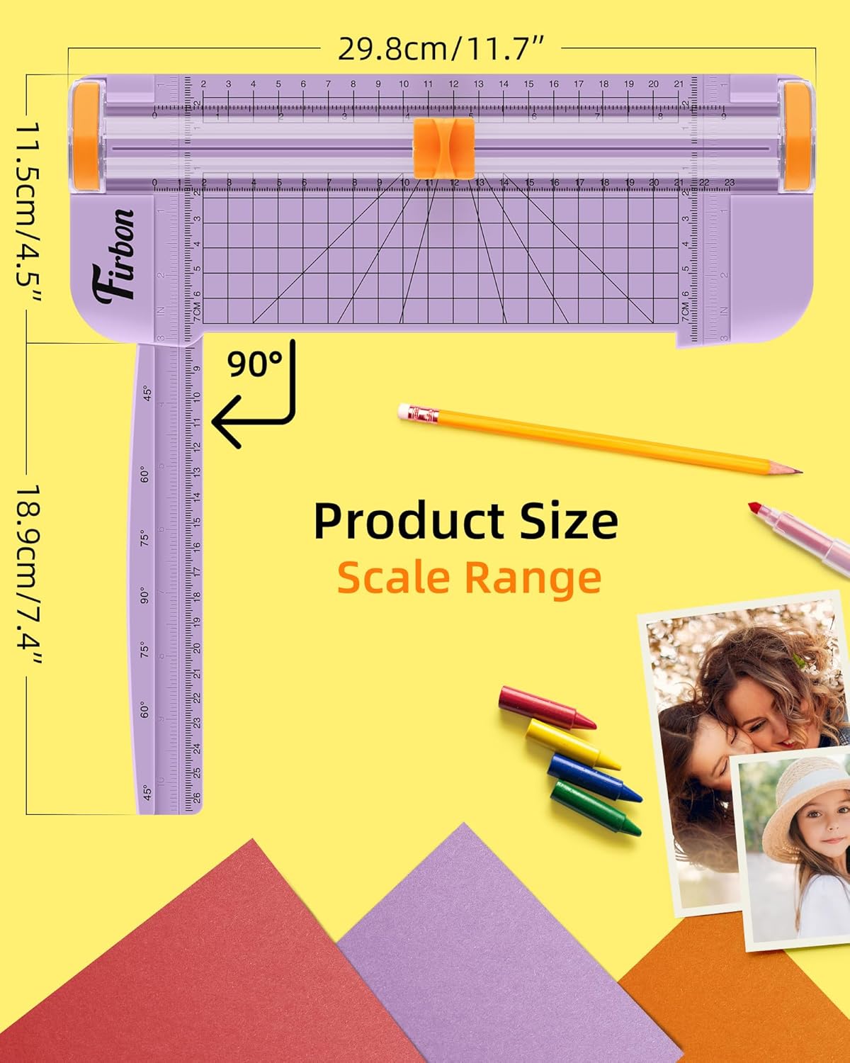 Firbon Morandi A5 Paper Cutter, Straight Small Paper Trimmer with Side Ruler for Scrapbooking Craft, Paper, Coupon, Label, Cardstock