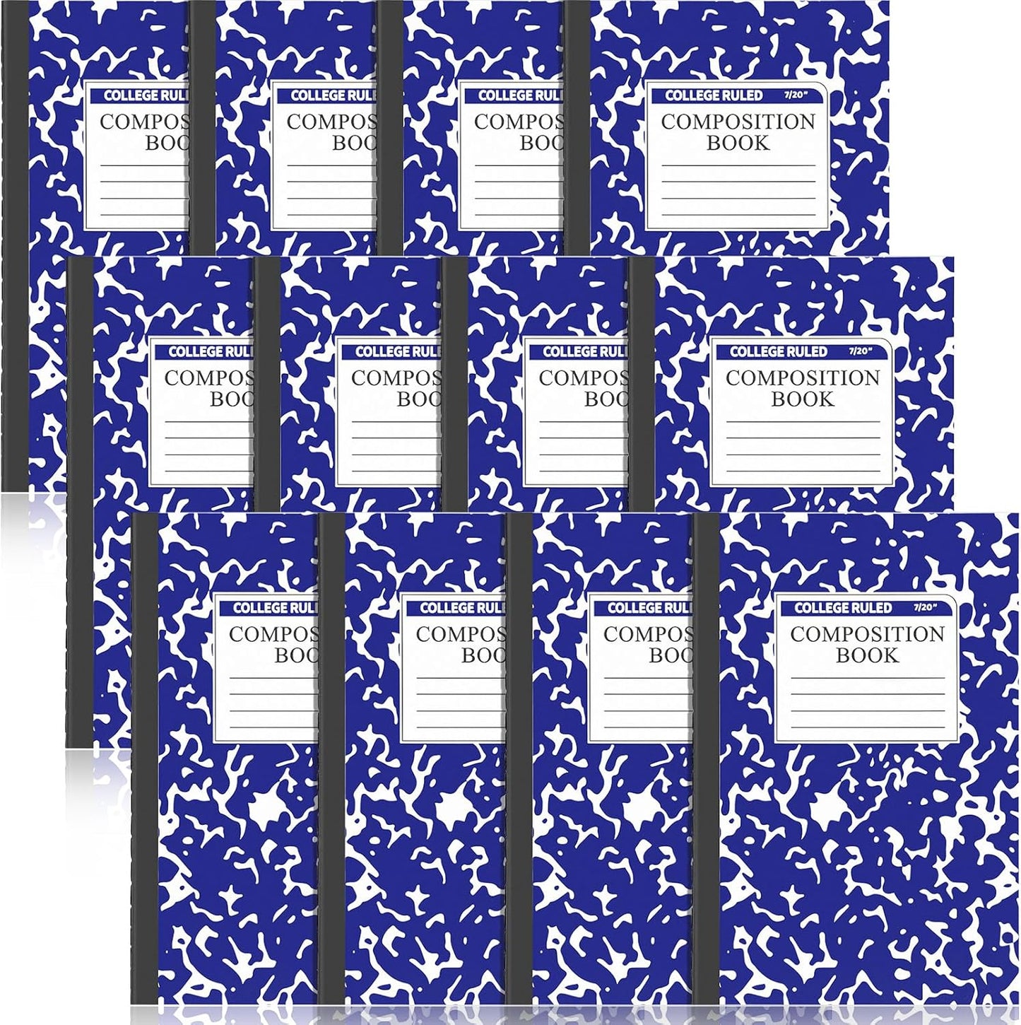 Fainne 12 Pack A5 Composition Notebooks Bulk College Ruled Composition Notebook College Ruled Notebooks Marble Covers Notebook for Student Classroom Office Supplies 8.2 x 5.5(Blue)