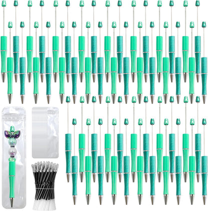 150 Pieces DIY Beadable Pen Kit – 50 Plastic Ballpoint Pens with Refills & Bags, Beads Not Included – School Supplies, Office Accessories & Craft Gifts for Students & Teachers (Multicolor)