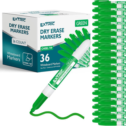EXTRIC Green Dry Erase Markers, 36 Count Whiteboard Markers Chisel Tip, Bulk Classroom White Board Marker Dry Erase, Low Odor Chisel Tip Erasable Markers