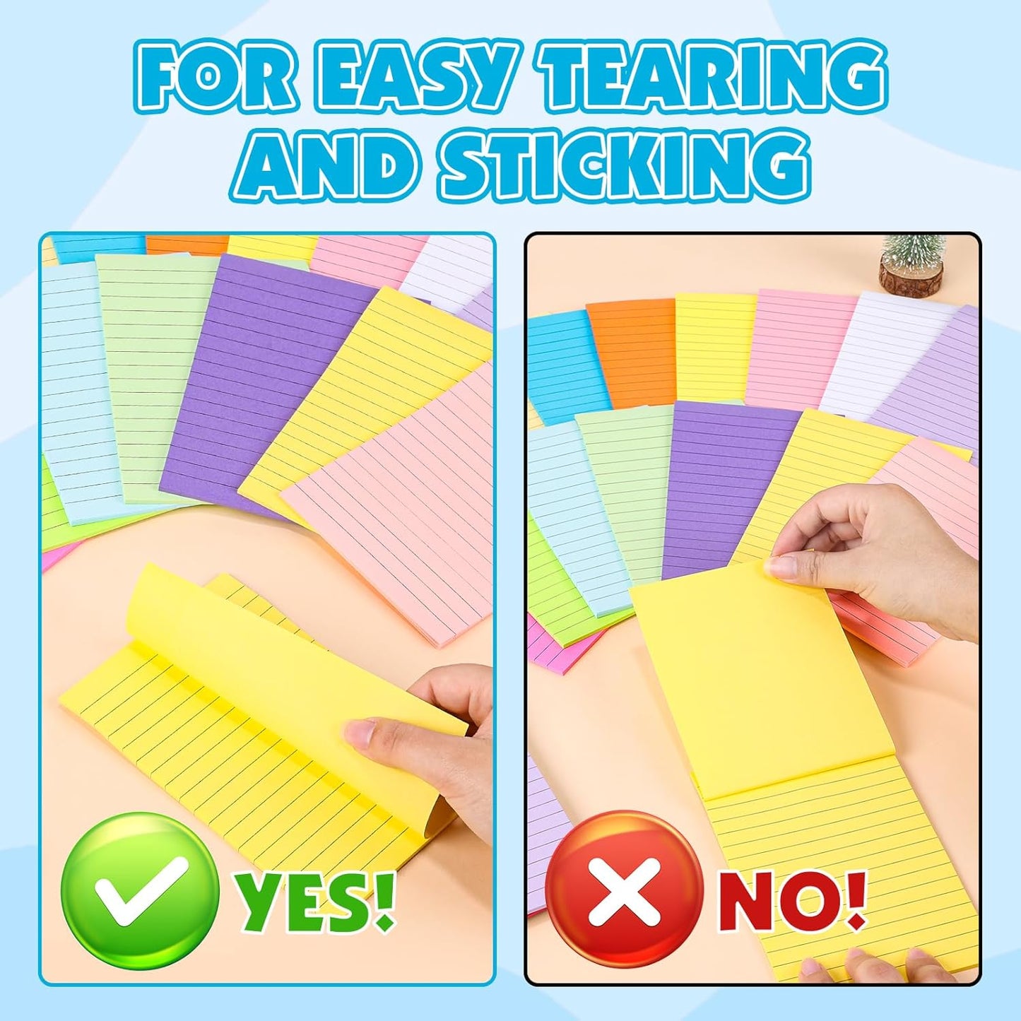 18 Pads Lined Sticky Notes, 18 Colors 4in x 6in Self Stick Note Pads, Strong Adhesive Sticky Note with Lines, Large Sticky Notes for School, Home, Office, 24 Sheets/Pad