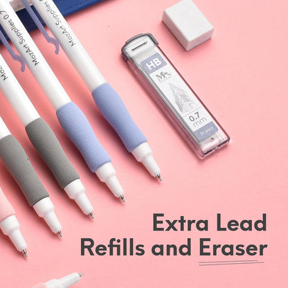 Mozart Essential Set of Lead Refills - 4 Sizes: 0.3, 0.5, 0.7 & 0.9 mm with 100 HB Lead Refills for Each - for Sketch, Architecture, Drafting, Art, Drawing Supplies, Metal Mechanical Pencils