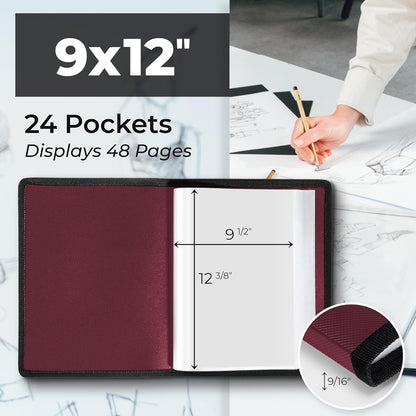 Dunwell Art Portfolio 8.5x11 Folder (Silver), Mounting Paper, Portfolio Binder for Artwork and 8.5 x 11 Documents Art Folder, 24 Pockets Display 48 Pages, Acid-Free Poly Presentation Book