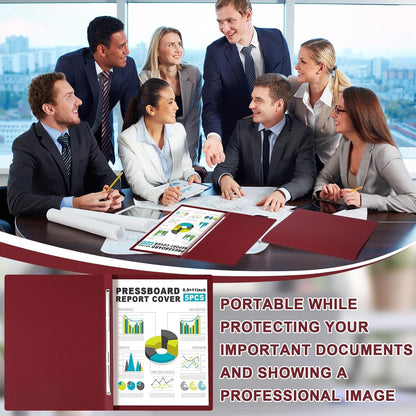 Dunzoom 5 Pcs 8.5 x 11 Inch Pressboard Report Cover, 3'' Capacity, Presentation Binder Folder with Metal Prong for Business, Presentations, Contract, Proposal and Other Documents Management (Black)