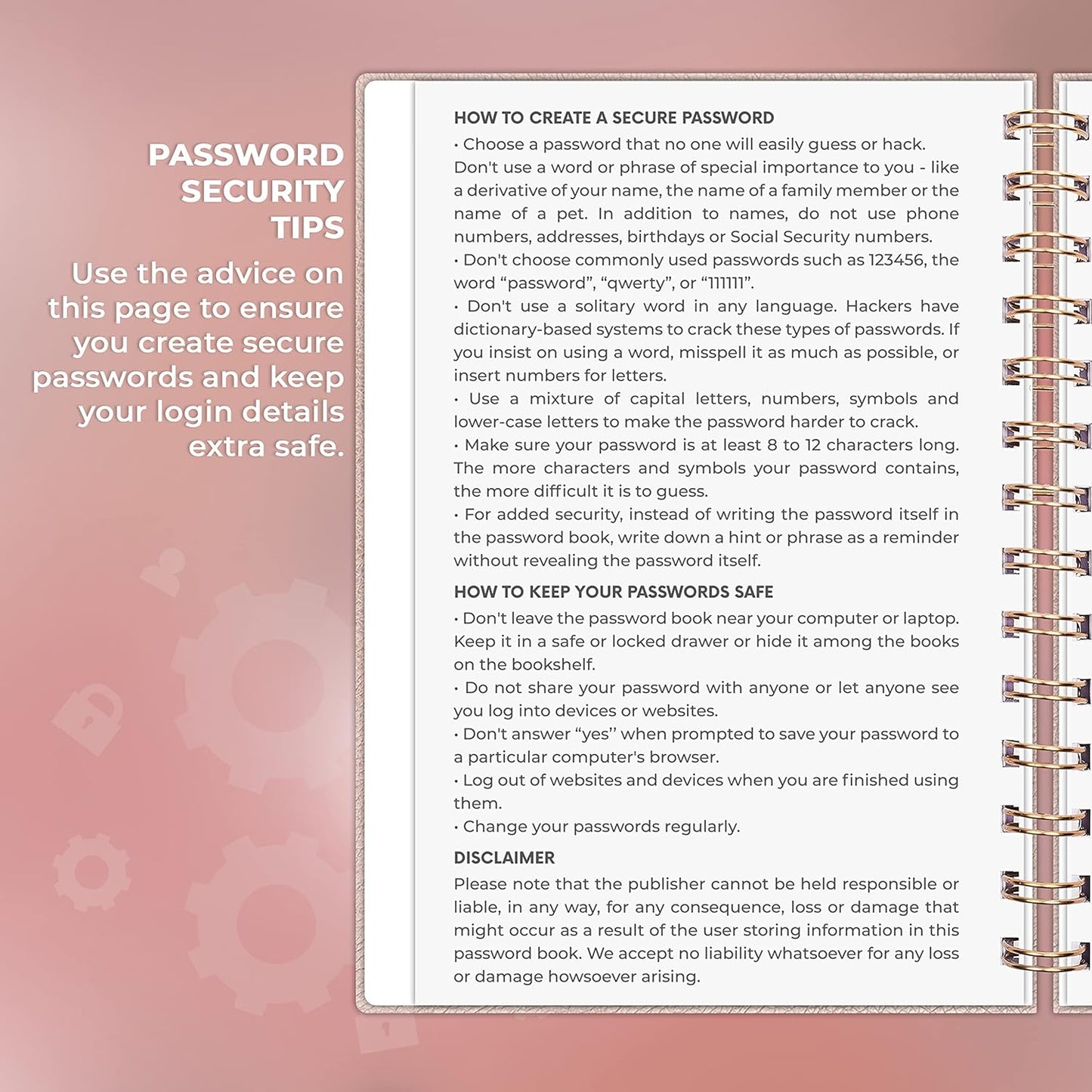Clever Fox Password Book Spiral – Internet Address & Password Organizer with Laminated Alphabetical Tabs – Password Keeper Journal – Hardcover, Medium Size, 6.1x7.7” (Mystic Blue)