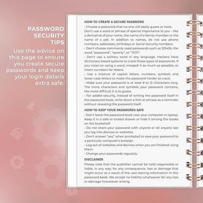 Clever Fox Password Book Spiral – Internet Address & Password Organizer with Laminated Alphabetical Tabs – Password Keeper Journal – Hardcover, Medium Size, 6.1x7.7” (Mystic Blue)
