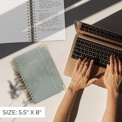 Aesthetic Thick Spiral Notebook Journal For Women in B5 Format - Modern Linen Hardcover College Ruled Note Book With 300 Lined Pages - Perfect For Writing And Staying Organized at Work or School
