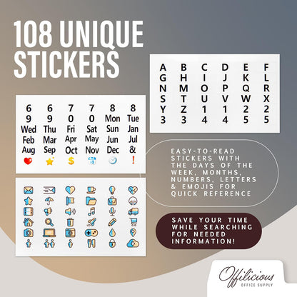 25 Heavyweight Manila Index Card Box Dividers - 3x5 with Tabs & 108 Stickers, Monthly & Recipe Guides, Greeting Card Dividers