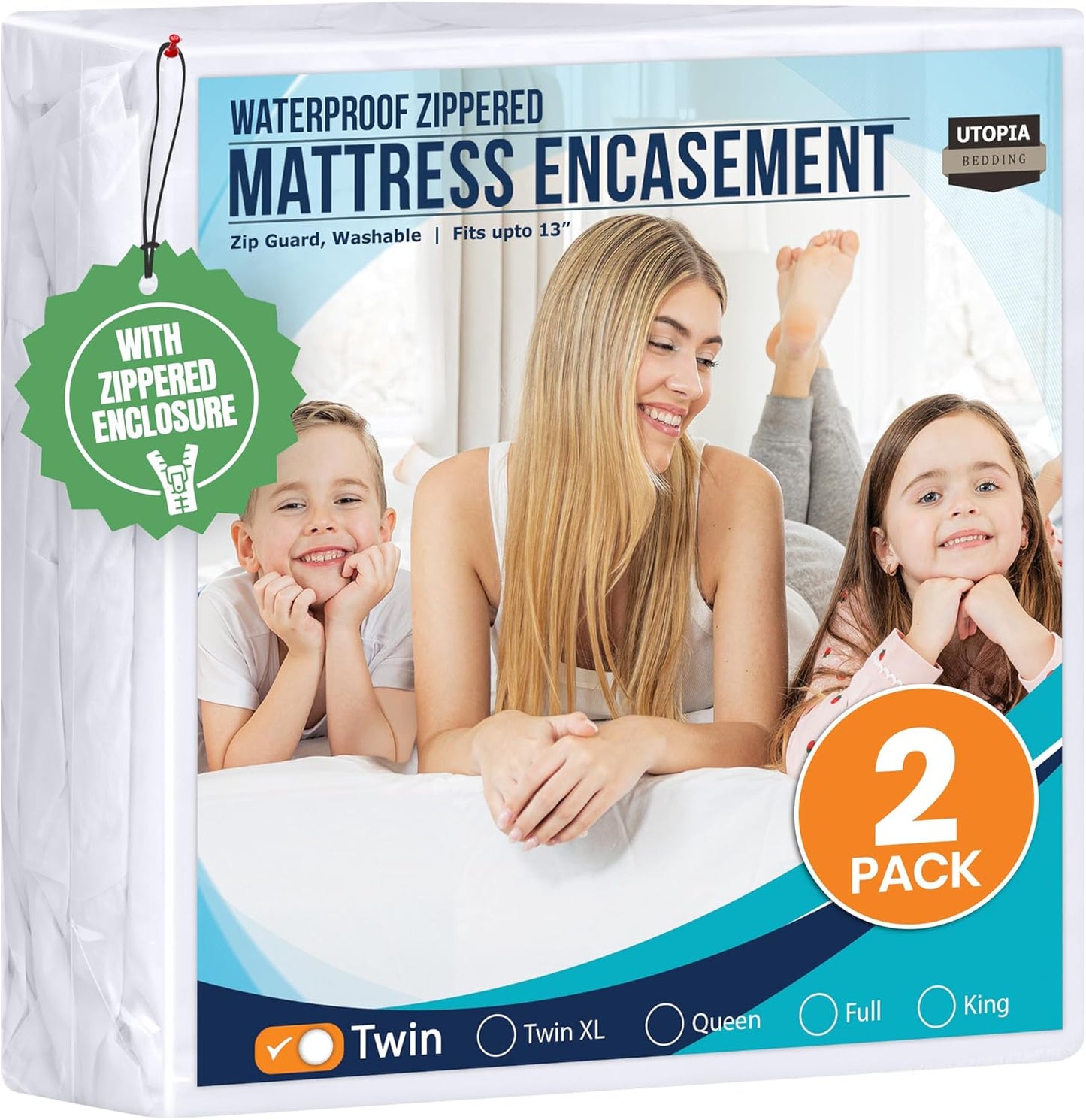 Utopia Bedding Mattress Protector Zippered California King Size, 100% Waterproof Bed Bug and Dust Mite Proof Mattress Encasement, Absorbent 6 Sided Mattress Cover