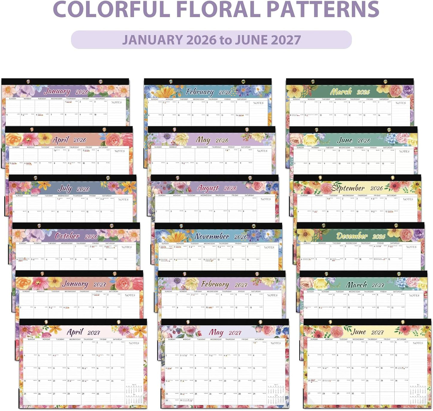 2026 Desk Calendar, Large Desktop/Wall Monthly Calendar (Jan. 2026 - Jun. 2027) 17'' x 12'' School Year Desk Planner for Teacher Family School Office Supplies