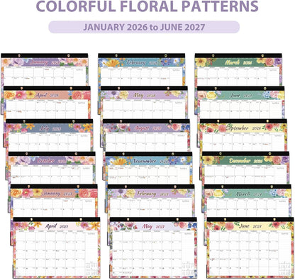 2026 Desk Calendar, Large Desktop/Wall Monthly Calendar (Jan. 2026 - Jun. 2027) 17'' x 12'' School Year Desk Planner for Teacher Family School Office Supplies