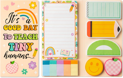 B1ykin Cute Sticky Notes Set - Stay Alive Skeleton Shaped Self-Stick Notes Pad, 550 Sheets Writing Memo Pages Sticky Notepad for Teacher Appreciation Gifts, School Office Supplies (Funny Skeleton) - Colors B