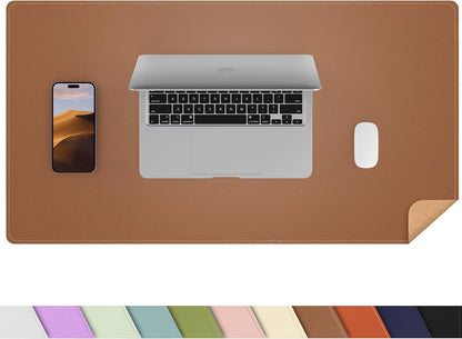 Large Desk Mat 47.2" x 17" Leather Desk Pad Protector with Natural Cork & PU Leather, Non-Slip Office Desk Mat, Large Mouse Pad, Waterproof Desk Blotter pad for Office&Home(Black)