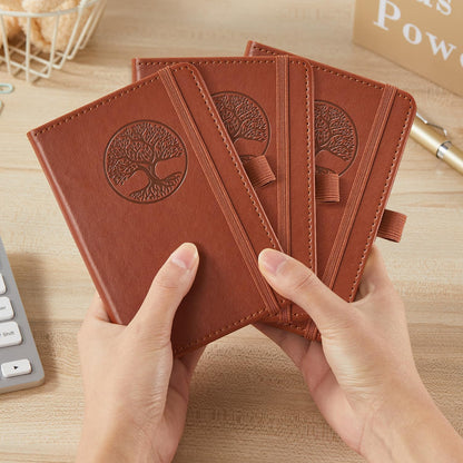 NIRMIRO Small Notebook Journals, 3 Pack Mini Pocket Note pads for Men & Women Writing, A6 Small Leather Notepad 3.7" x 5.7" with Pen, Black, Red, Green