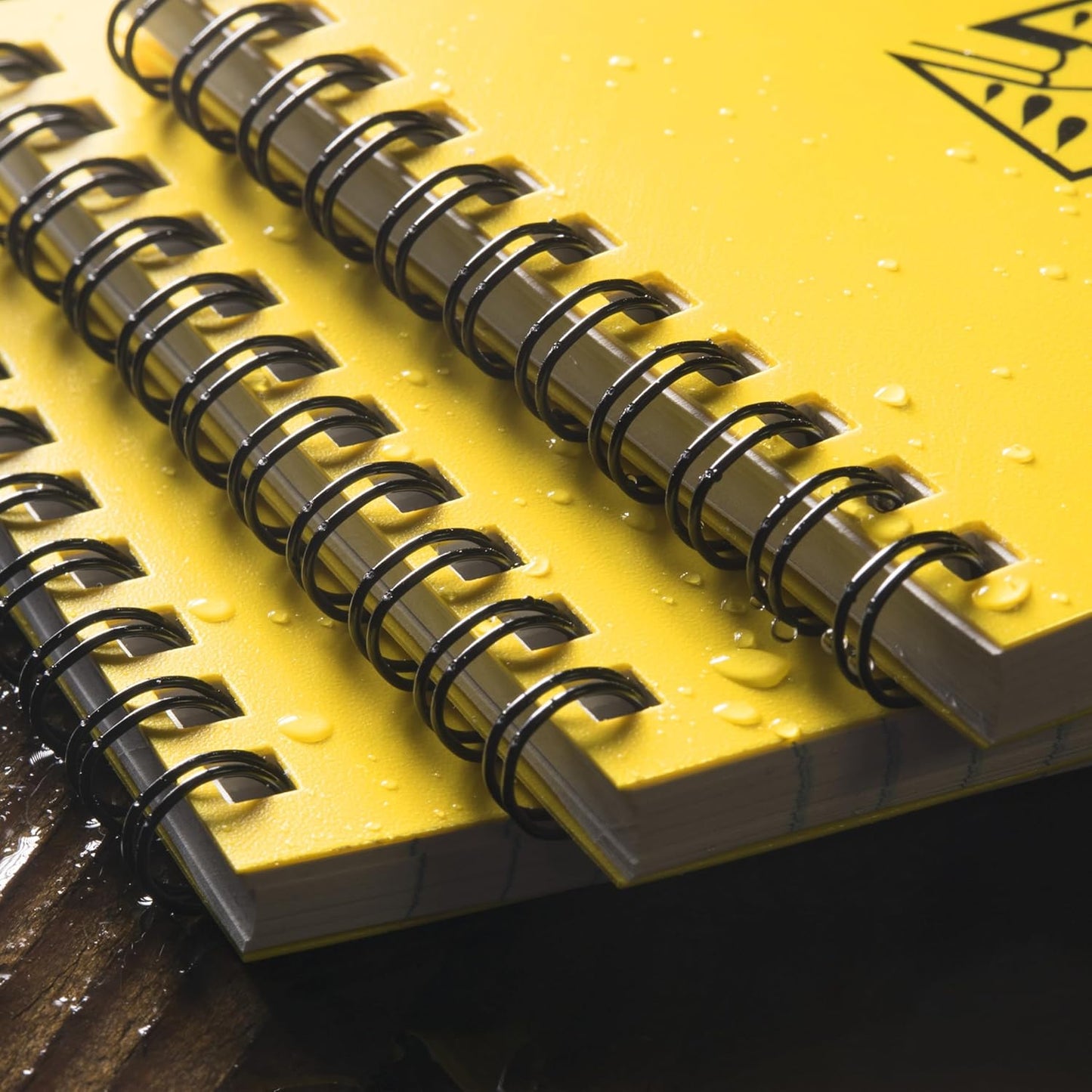 Rite in the Rain Weatherproof Top Spiral Notebook, 3" x 5", Black Cover, Universal Pattern, 3 Pack (No. 735-3X)