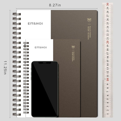 EMSHOI A5 Spiral Notebook College Ruled Lined Journal, Small 5.7" X 8.22", 300 Pages/150 Sheets, 100gsm Thick Paper, Waterproof Hardcover, for Office School Women Men Work Writing Notes, Blue