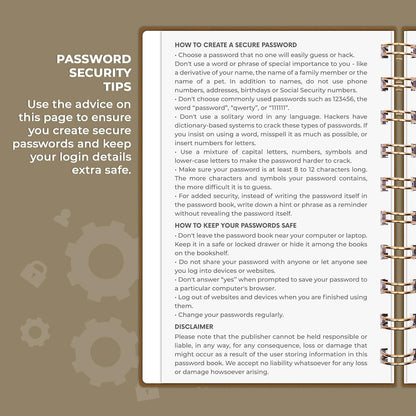 Clever Fox Password Book Spiral – Internet Address & Password Organizer with Laminated Alphabetical Tabs – Password Keeper Journal – Hardcover, Medium Size, 6.1x7.7” (Mystic Blue)