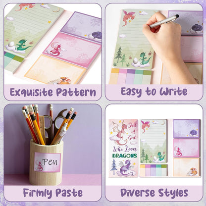 B1ykin Cute Sticky Notes Set - Stay Alive Skeleton Shaped Self-Stick Notes Pad, 550 Sheets Writing Memo Pages Sticky Notepad for Teacher Appreciation Gifts, School Office Supplies (Funny Skeleton) - Colors B