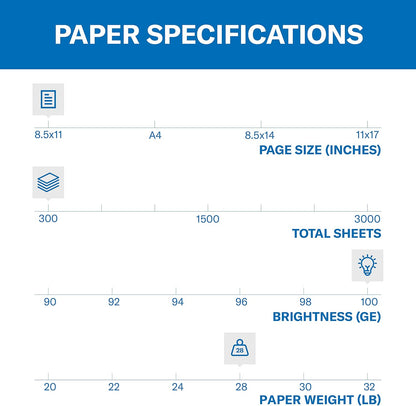 Hammermill Printer Paper, Premium Color 28 lb Copy Paper, 8.5 x 11-5 Ream (2,500 Sheets) - 100 Bright, Made in the USA, 102450C, White