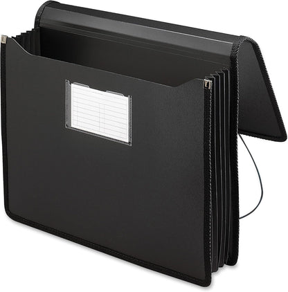 Smead Poly Wallet, Accordion File Organizer for File Folders, Legal Size, Black, 5-1/4 inch Expansion, Office Supplies, Document Organizer (71510)