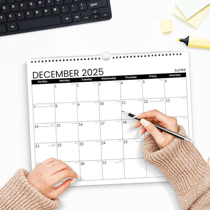SUNEE Wall Calendar 2026 21 Months Apr. 2026 - Dec. 2027, 14.5"x11.5" Big Grid Hanging Calendar with Note for Organizing & Planning, Monthly Calendar 2026-2027 with Last Month and Next Month, White