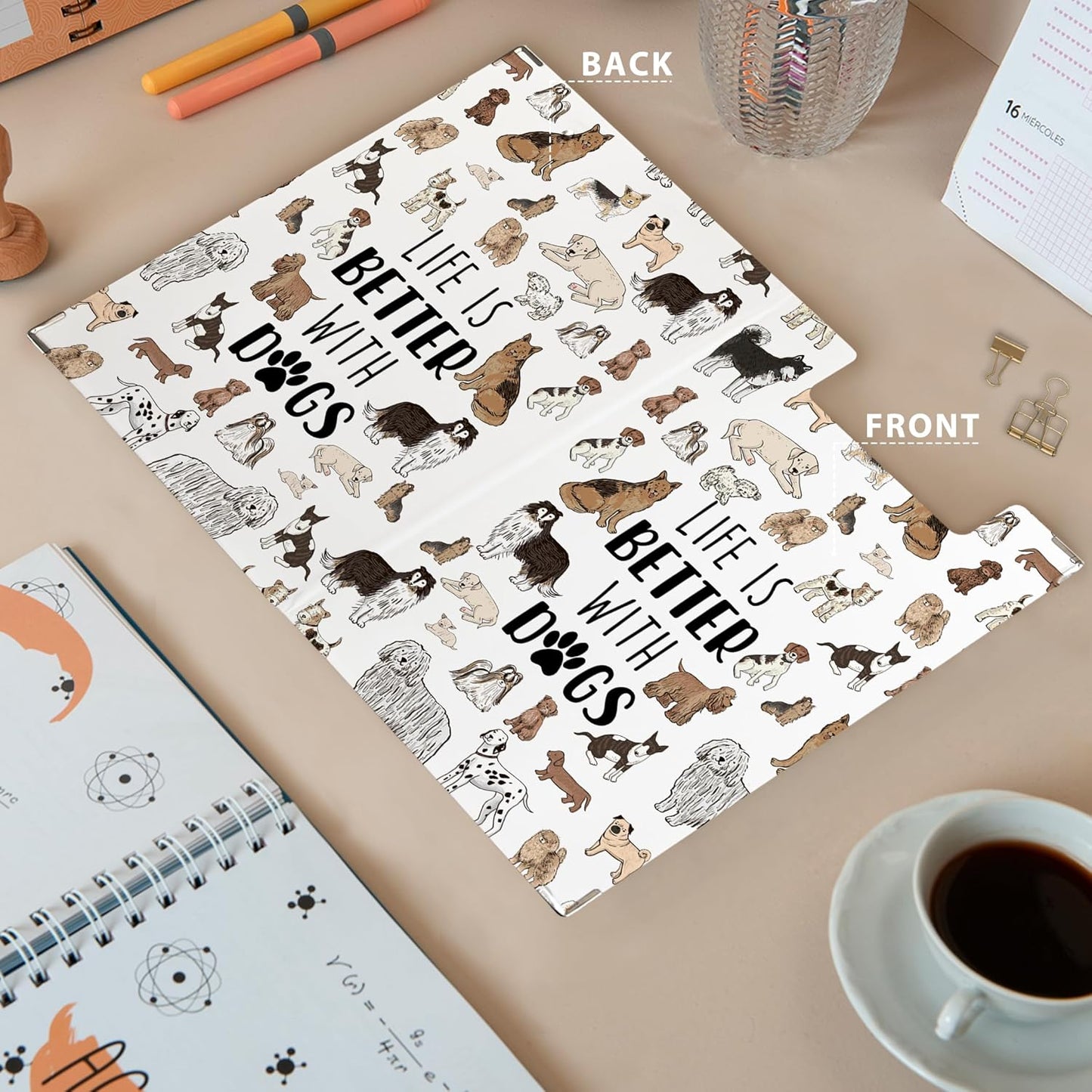 Dog Animal Clipboard Folio with Storage, Cute Dogs Decorative Clipboard Folder, Puppy Dog Clipboards for Women Kids, Life is Better with Dogs Gifts Office School Supplies, 12.4x9.2In