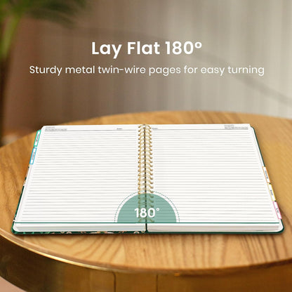 Large Spiral Notebook with Dividers & Tabs, 8.5" x 11" Hardcover 5 Subject Notebook for Work, 280 pages, College Ruled, Cute Journal for Women, Perfect for Study & Office Note Taking, Garden