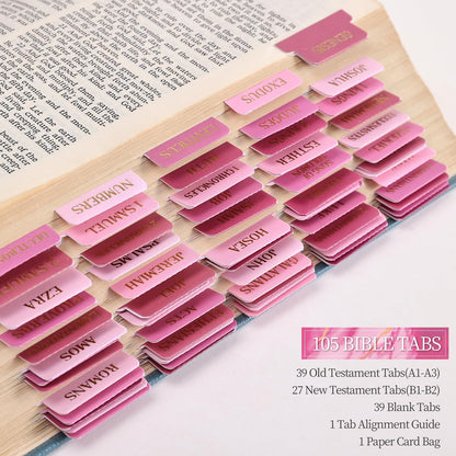 Laminated Bible Tabs, Gold Foil Embossed Lettering Bible Chapter Index Tabs for Women Men, Reposition Large Print Sticky Labels, Easy to Read and Apply, 105Chapters Labels for Easy Navigation (Black)