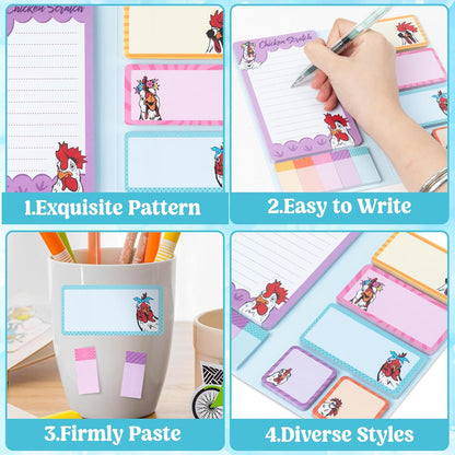 B1ykin Cute Sticky Notes Set - Stay Alive Skeleton Shaped Self-Stick Notes Pad, 550 Sheets Writing Memo Pages Sticky Notepad for Teacher Appreciation Gifts, School Office Supplies (Funny Skeleton) - Colors B