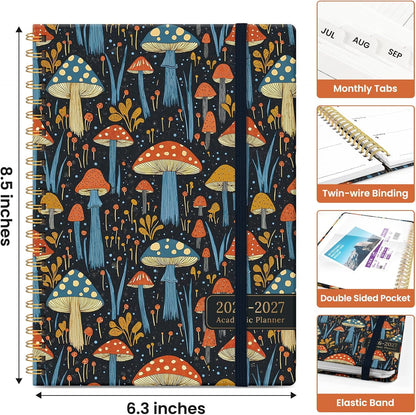 Planner 2026-2027, Academic Year Monthly and Weekly Calendar Planner, Jul 2026 - Jun 2027, Hardcover Teacher Student Planning Agenda book with Tabs, Perfect for School Office Supplies, 6.3" x 8.5" - Wildflowers