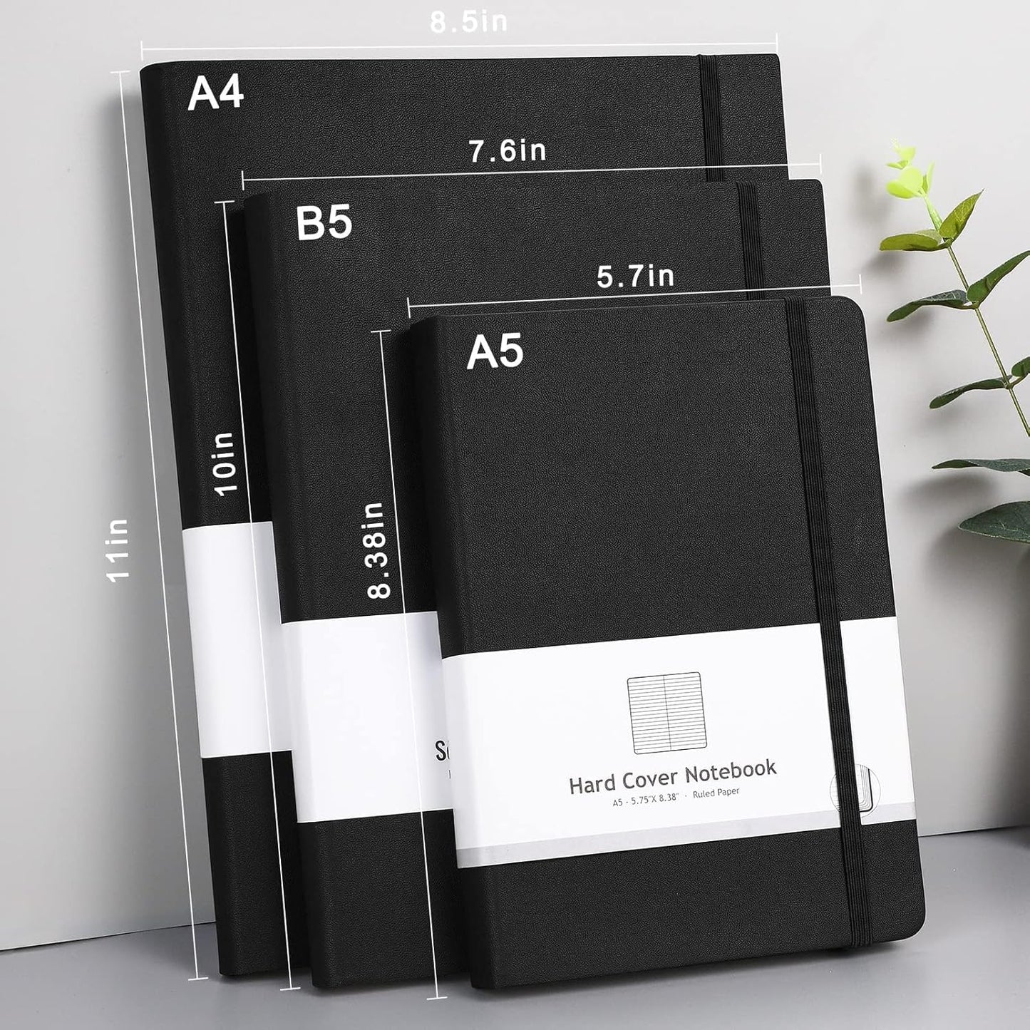 AHGXG 8.5''×11'' Notebook College Ruled - Large A4 Notebook Lined Journal - 320 Pages Thick Journal for Writing, 100gsm Thick Paper, Leather Softcover, for Work School - Black