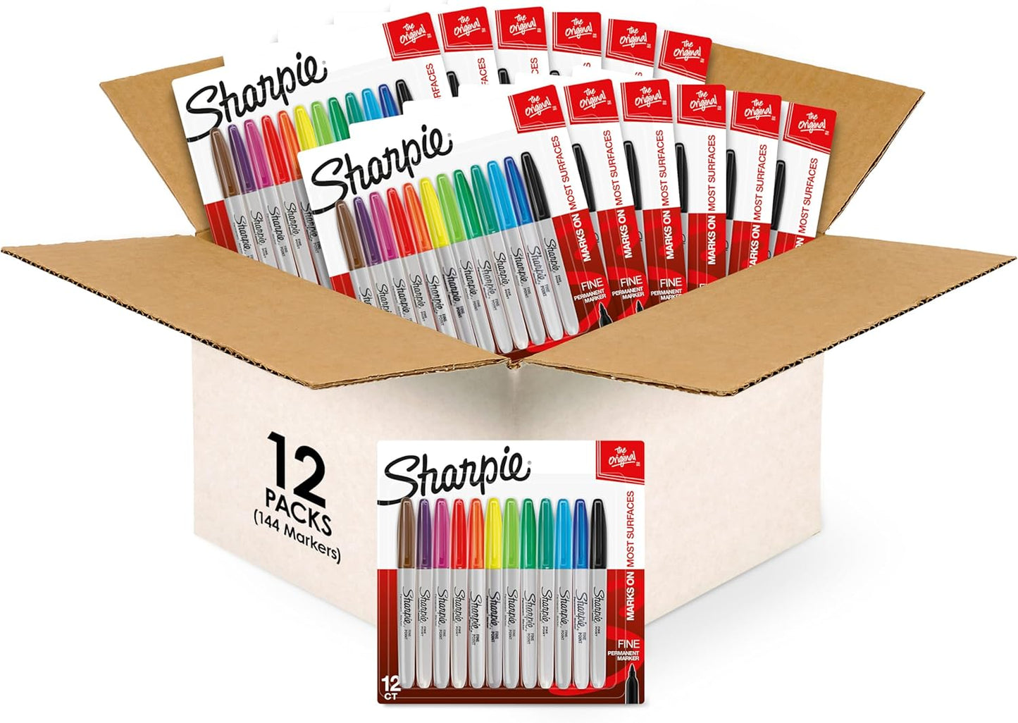 Sharpie Permanent Markers, Fine Tip, 12 Count - Quick Drying, Fade Resistant, Arts & Crafts, Desk, Office Supplies