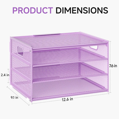 Lavatino 3-Tier Letter Tray Desk Organizer, Mesh Metal Paper File Tray Organizer for Desk, Office Supplies & Home Organization, Fits A4 Paper, Mail, Magazines & Office Accessories (Black with Handle)