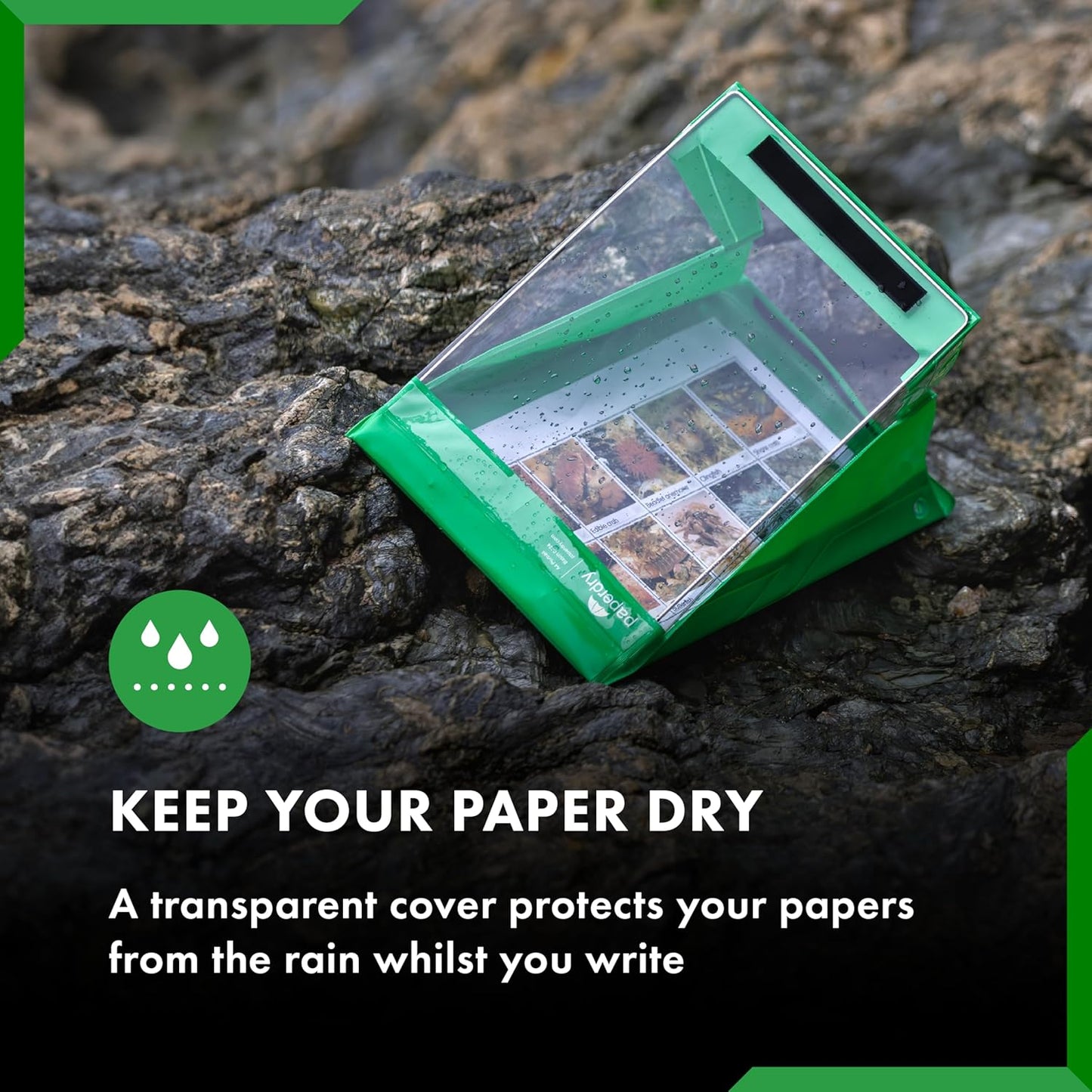 Waterproof Clipboard A4 Portrait by Paperdry, Black, Superior PVC Plastic with Cold Protection, Outdoor Covered Clip Board with Storage, A4 Waterproof Document Holder