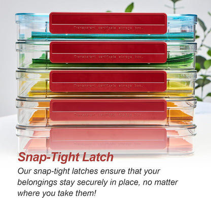 CATOOMUU 2 Pcs 5.5qt 9 x 13 Plastic Portable Project Case With Snap-Tight Latch Clear Stackable Storage Box With Lids Organizer Container For A4 File Photo Documents Scrapbook Craft Art Supplies