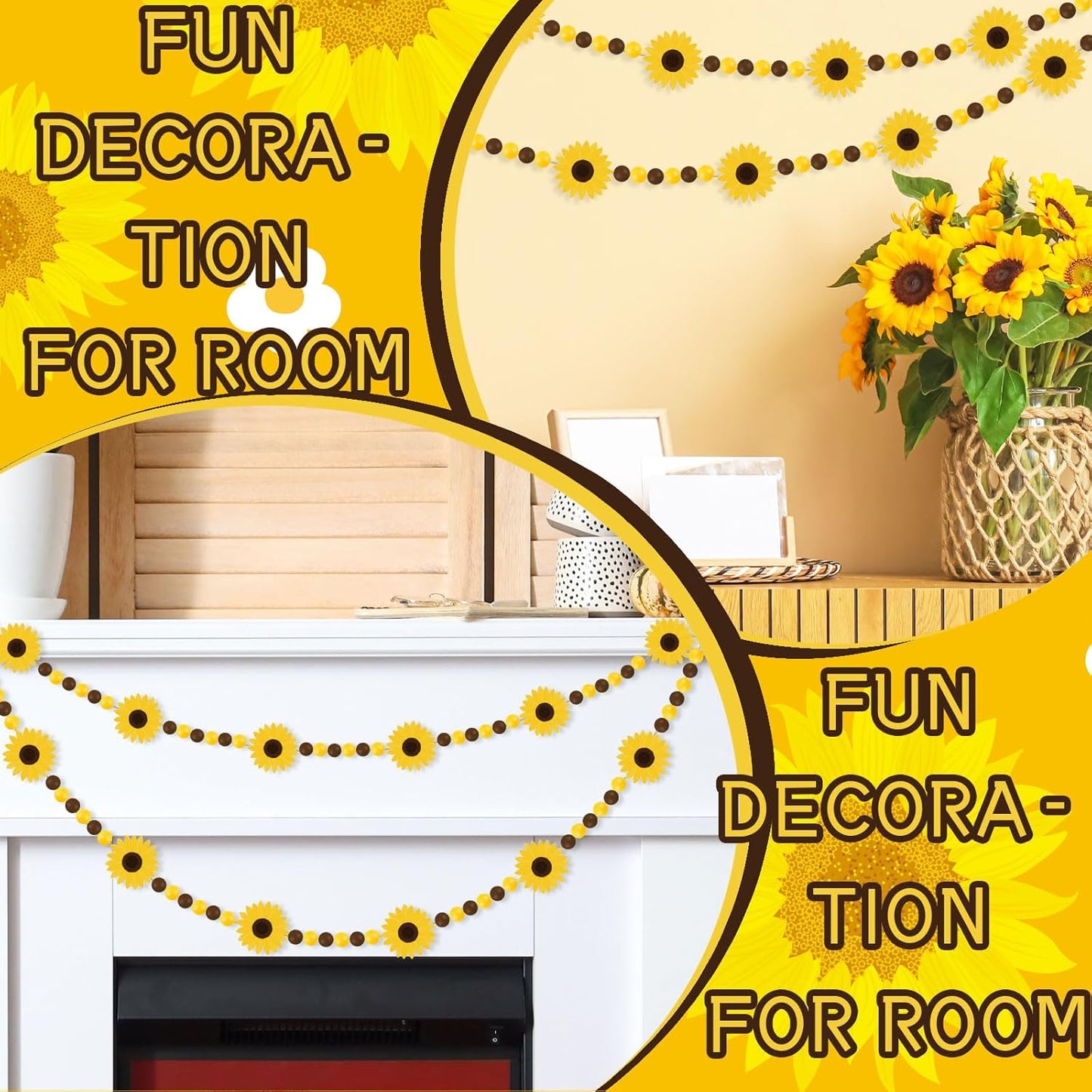 8.2 Ft Pencil Wooden Garland Graduation Yellow Pencil Banners with Cute Beads Hanging Ornaments for Kindergarten Classroom Office Home First Day of School Party Decor