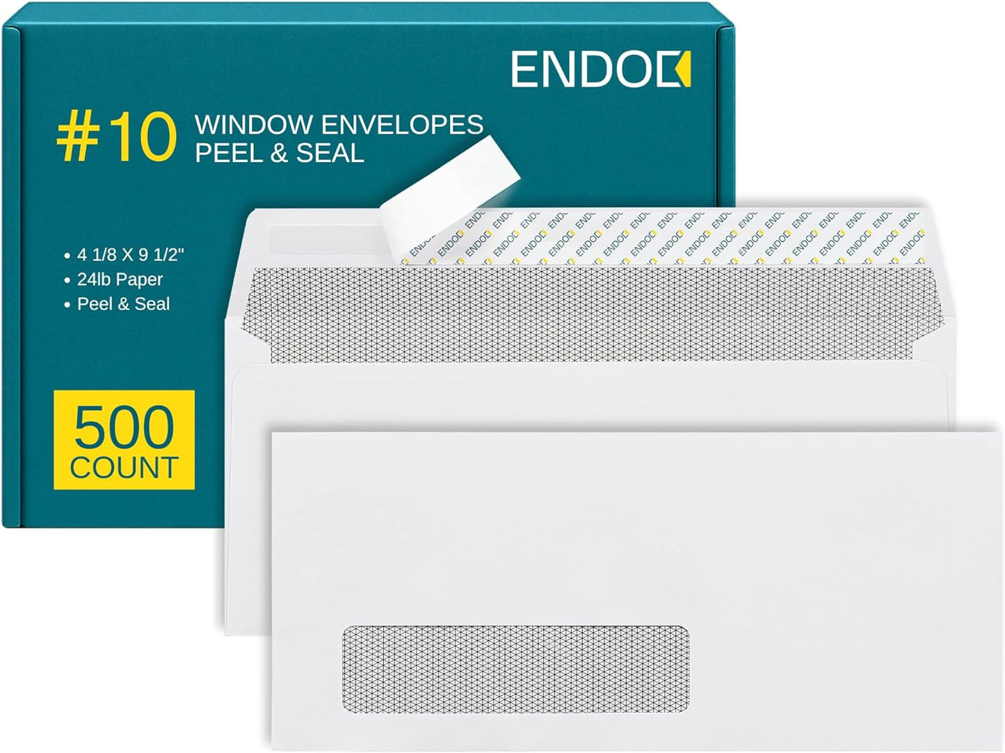 #10 Window Envelopes Self Seal - 100/pack Peel & Seal Closure, Security Tinted Envelopes for Quickbooks Invoices & Business Statements - Letter Size 4-1/8 x 9-1/2 inch 24lb Paper