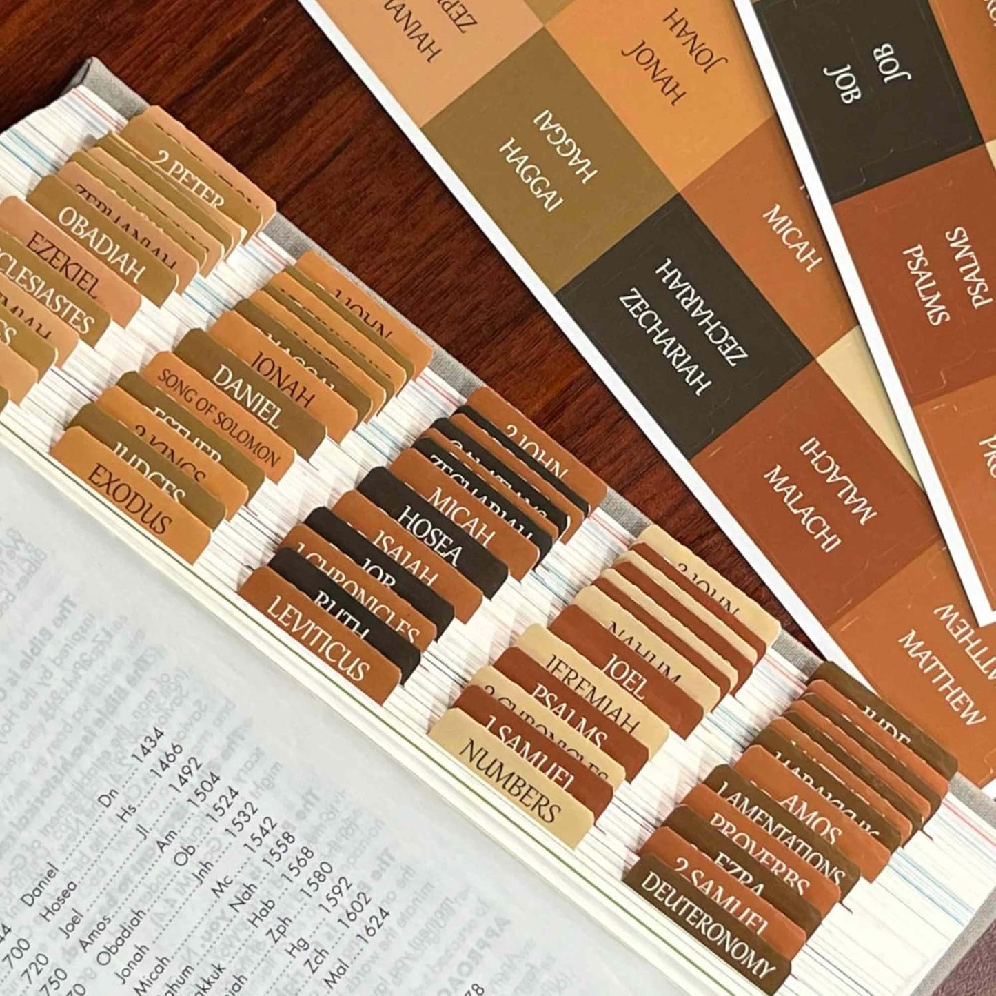 Thinkor Reposition Laminated Bible Tabs, Large Print Stickers, Easy to Read & Apply Bible Tabs for Women & Man (Earthy Brown)